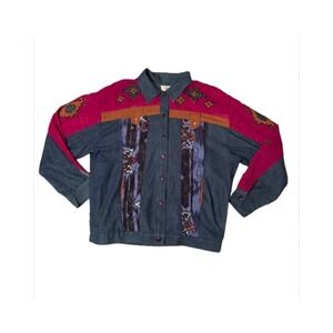Info Brand USA Tribal Southwest Shirt Jacket‎ Multicolor Pearl Buttons Pockets